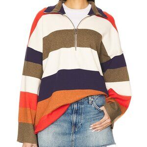 Women's Free People Coastal Stripe Pullover Set Sail Combo Stripe Oversize M